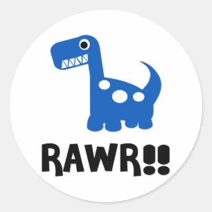Pegatina Redonda Rawr Dino Blue