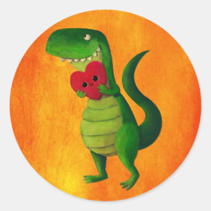 Pegatina Redonda RAWR Dinosaur Love