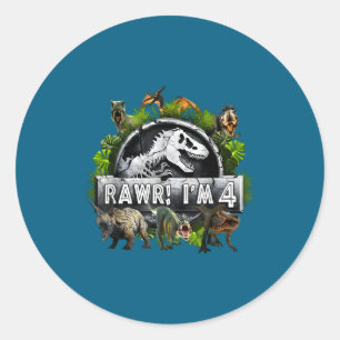 Pegatina Redonda Rawr soy un T Rex dinosaurio divertido fiesta de c