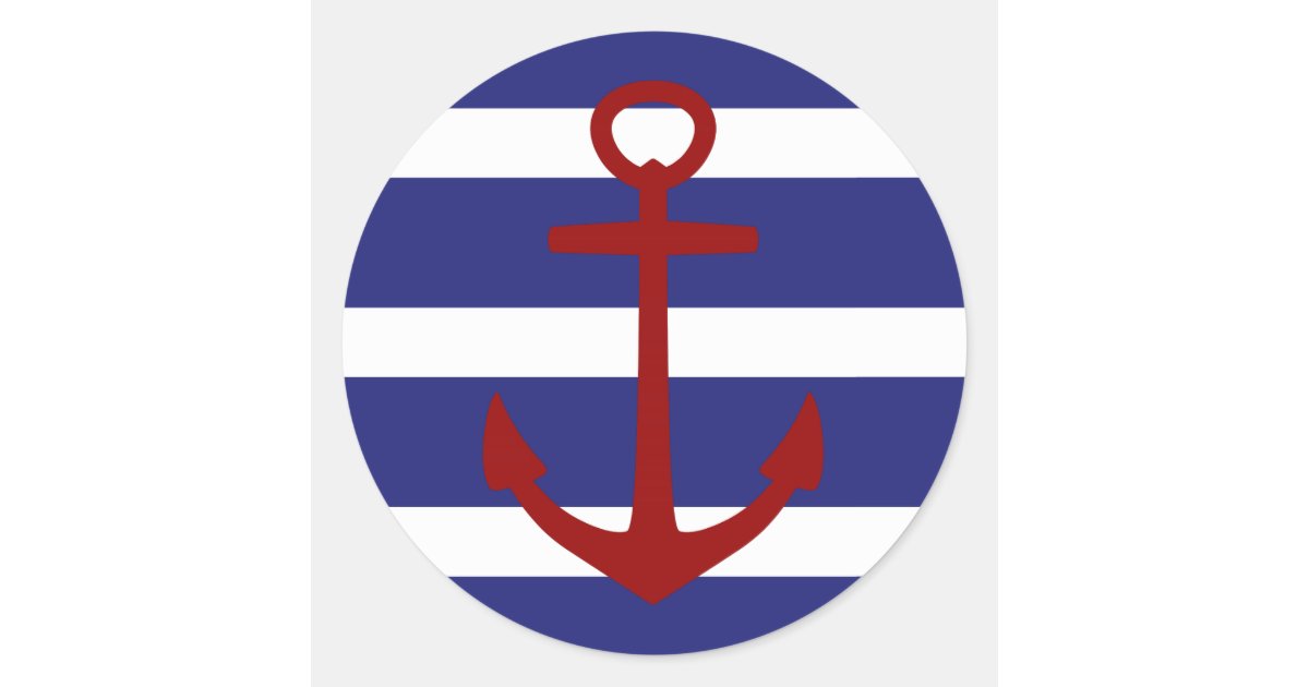 Get Wallpaper Pegatina Redonda Rayas Azules Y Blancas Nauticas Con El Ancla Roja For Android