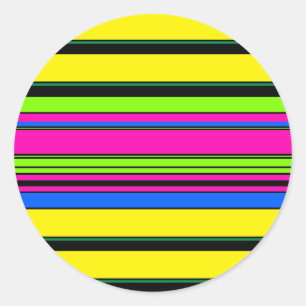 Pegatina Redonda Rayas coloreadas de color amarillo liso