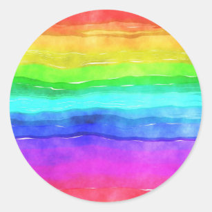 Pegatina Redonda Rayas de arcoiris acuáticas