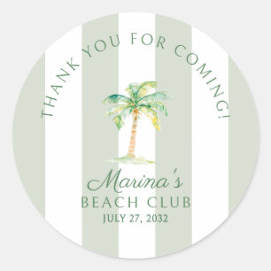 Pegatina Redonda Rayas de Cabaña Verde Palm Beach Club Gracias