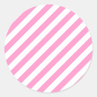 Pegatina Redonda Rayas de caramelo rosa y blanco.