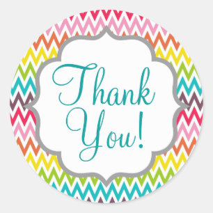 Pegatina Redonda Rayas de chevron arcoiris