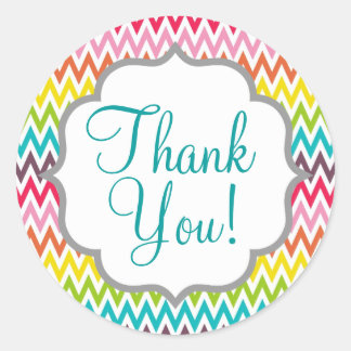 Pegatina Redonda Rayas de chevron arcoiris