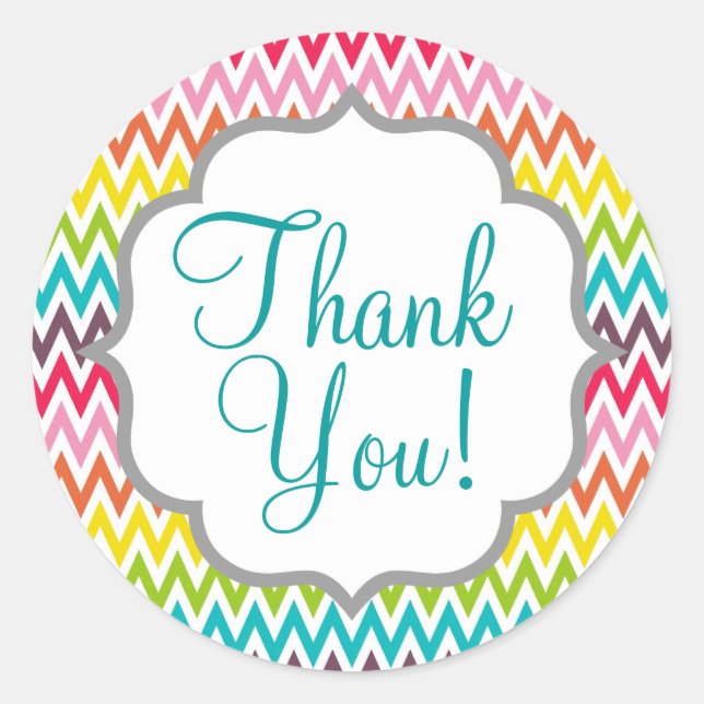 Pegatina Redonda Rayas de chevron arcoiris (Anverso)