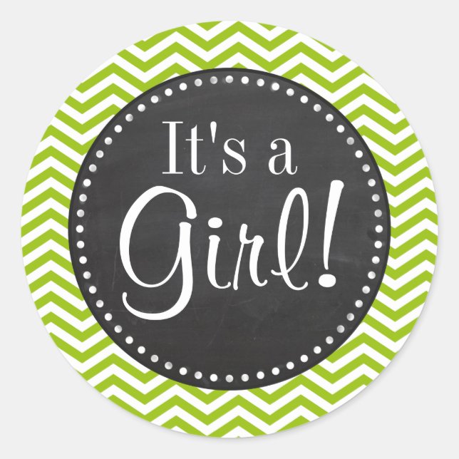 Pegatina Redonda Rayas de Chevron verde de Apple retro; aspecto de  (Anverso)