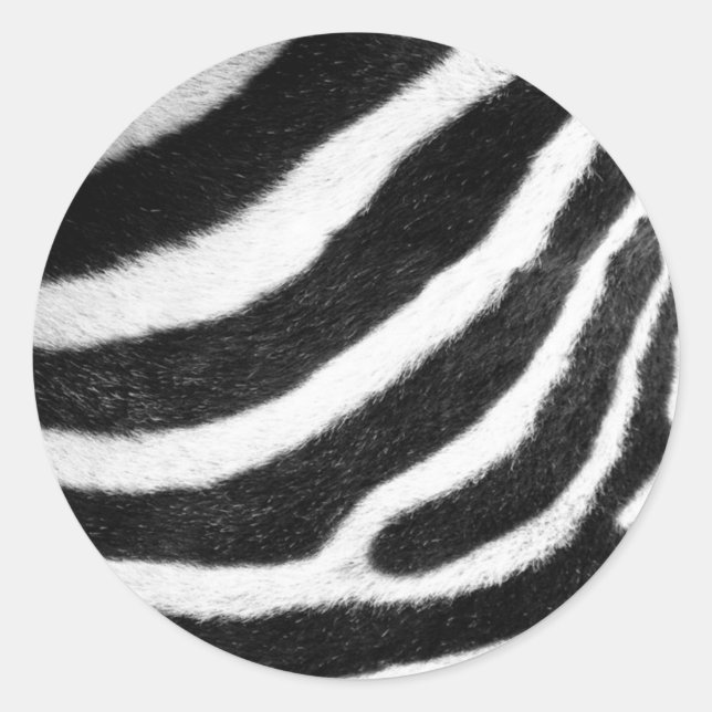 Pegatina Redonda rayas de piel en blanco y negro Zebra Imprimir (Anverso)