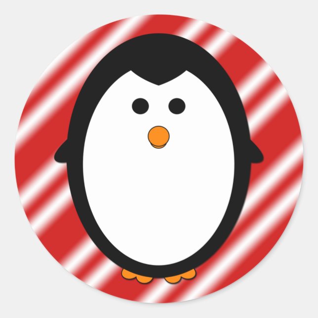 Pegatina Redonda Rayas de pingüino (Anverso)