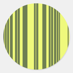 Pegatina Redonda Rayas de Verde Oliva y Amarillo Lima