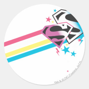 Pegatina Redonda Rayas del arco iris de Supergirl
