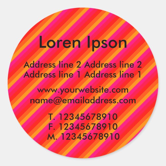 Pegatina Redonda Rayas diagonales II Business / Perfil (Anverso)