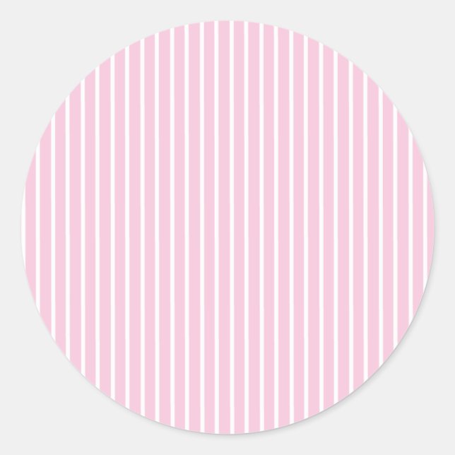 Pegatina Redonda Rayas Elegantes Blanco - Rosa Claro  (Anverso)