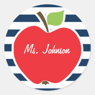 Pegatina Redonda Rayas horizontales oscuras de medio noche azul; Ap