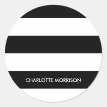 Rayas modernas nombre monograma negro y blanco