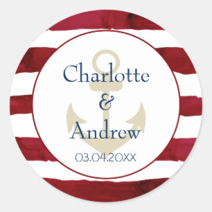 Pegatina Redonda Rayas rojas específicas del cliente Ancla 