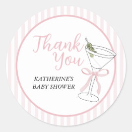 Pegatina Redonda Rayas rosas Tini Una está en camino Gracias