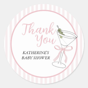 Pegatina Redonda Rayas rosas Tini Una está en camino Gracias