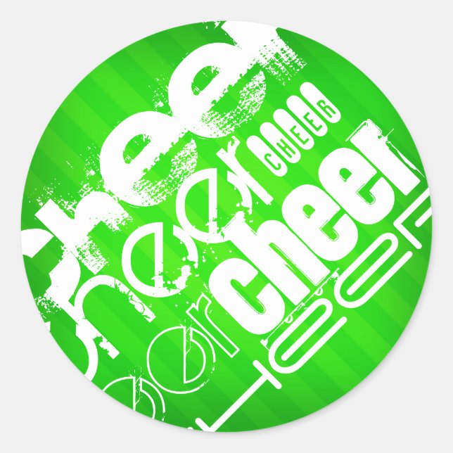 Pegatina Redonda Rayas verdes neonesas (Anverso)