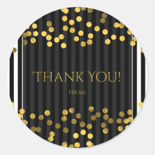 Pegatina Redonda Rayas verticales blancas y negras con lunares de l