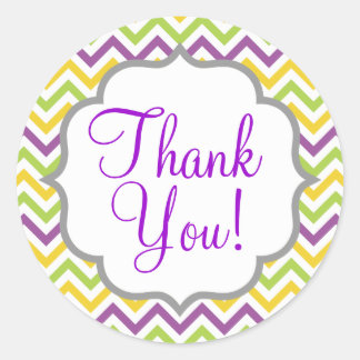 Pegatina Redonda Rayas violetas moradas, verdes y amarillas de cheu