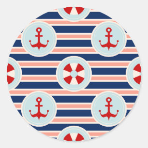 Pegatina Redonda Rayas y modelo de puntos náuticos