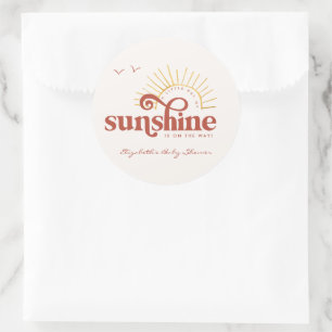 Pegatina Redonda Rayo de Sol   Baby Shower Boho  