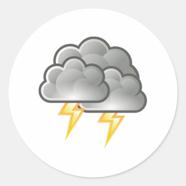 Pegatina Redonda Rayo en la tormenta de lluvia (Anverso)