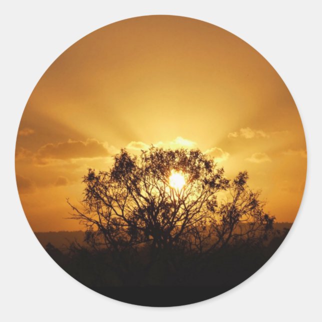 Pegatina Redonda rayos de sol (Anverso)