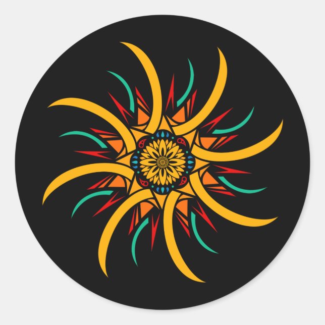 Pegatina Redonda rayos solares (Anverso)