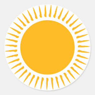 Pegatina Redonda Rayos solares amarillos alegres y divertidos boho