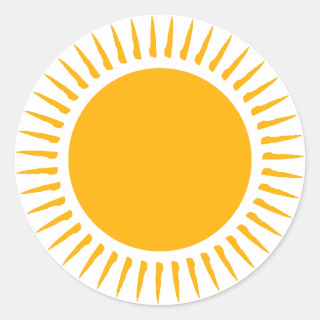 Pegatina Redonda Rayos solares amarillos alegres y divertidos boho  (Anverso)