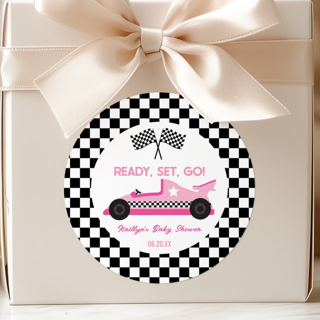 Pegatina Redonda Raza negra rosada Coche listo Set Ir Baby Shower F (Subido por el creador)