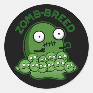 Pegatina Redonda Raza Zombie divertida Raza Pun Dark BG