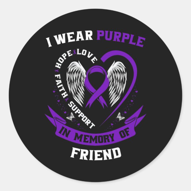 Pegatina Redonda Razones Memoriales De La Pérdida De La Epilepsia A (Anverso)