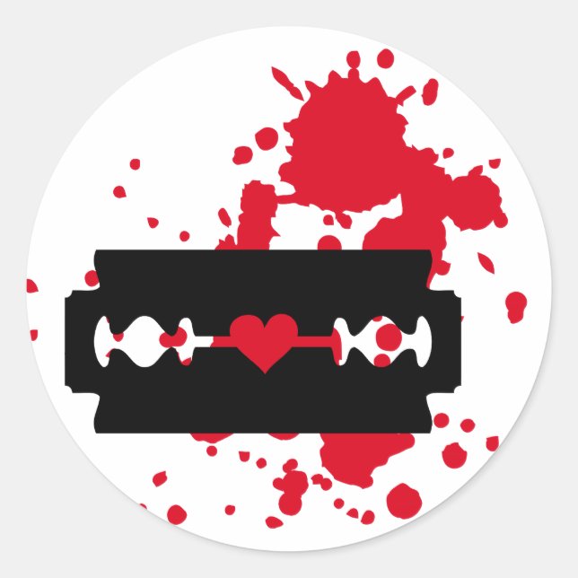 Pegatina Redonda Razor Blade ama la sangre (Anverso)