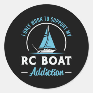 Pegatina Redonda RC Boat Addiction Remote Model Funny Boats RC Boat