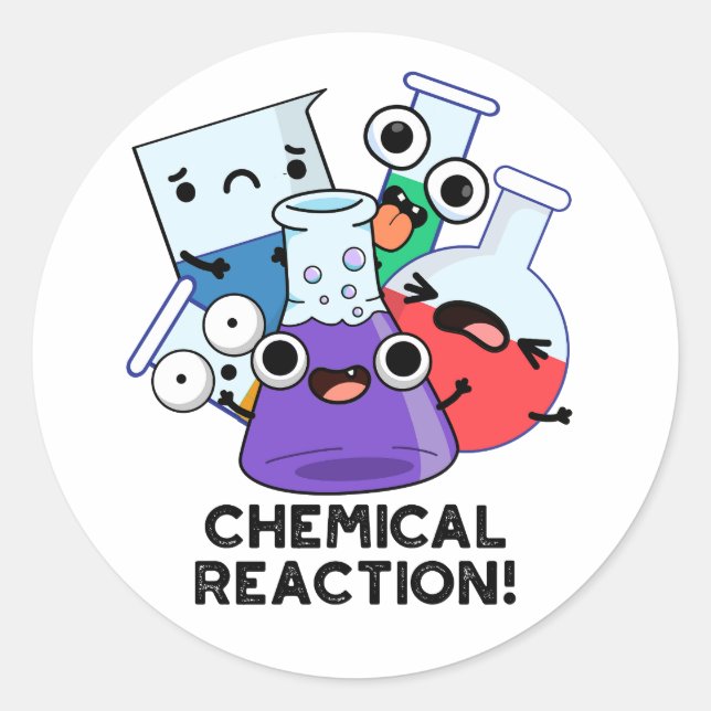 Pegatina Redonda Reacción Química Graciosa Pun (Anverso)