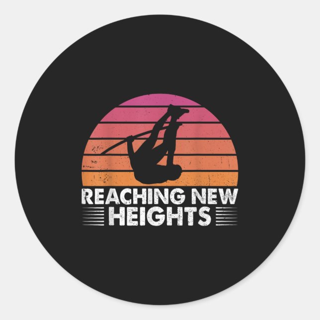Pegatina Redonda Reaching New Heights, Le Vault Funny Le Vault Jump (Anverso)