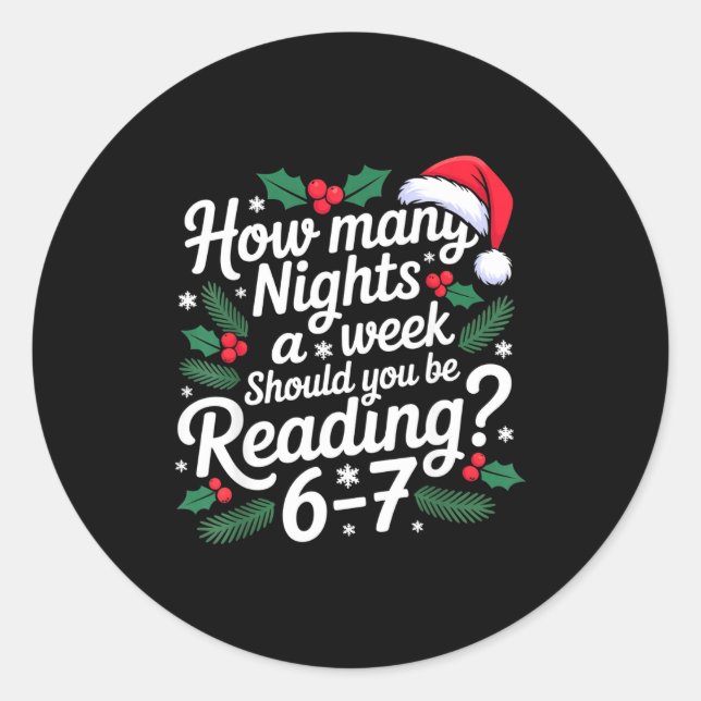 Pegatina Redonda Reading 67 Meme Englieacher Funny 67 Christmas  (Anverso)