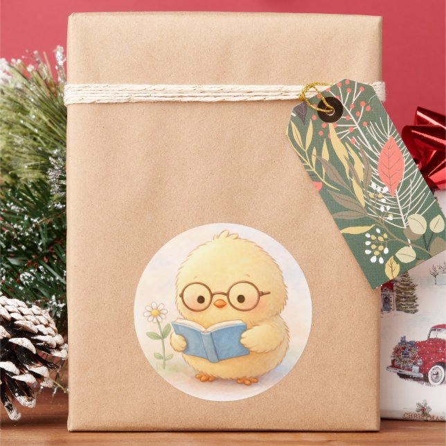 Pegatina Redonda Reading Alma Chick Cute Sticker (Vacaciones)