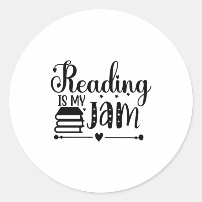 Pegatina Redonda Reading Art Reading Is My Jam (Anverso)