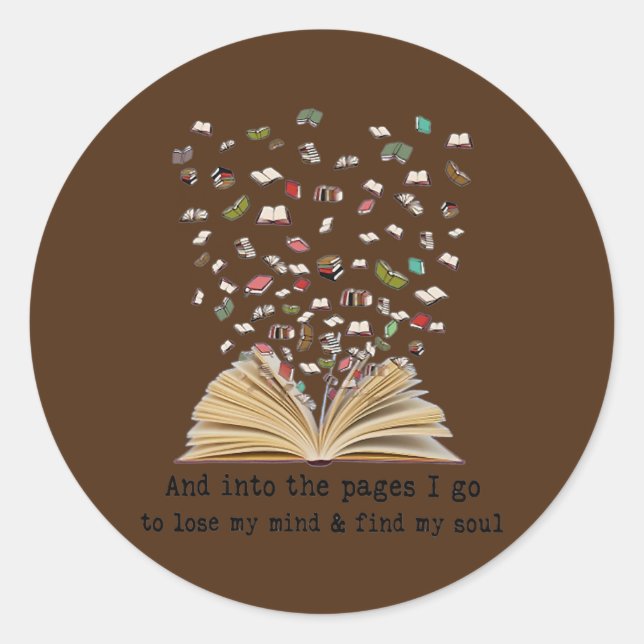 Pegatina Redonda Reading Book And Into The Pages I Go  (Anverso)