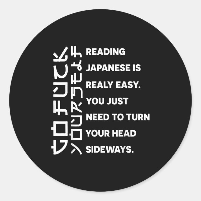Pegatina Redonda Reading Japanese Is Really Easy Shirt Student Quot (Anverso)