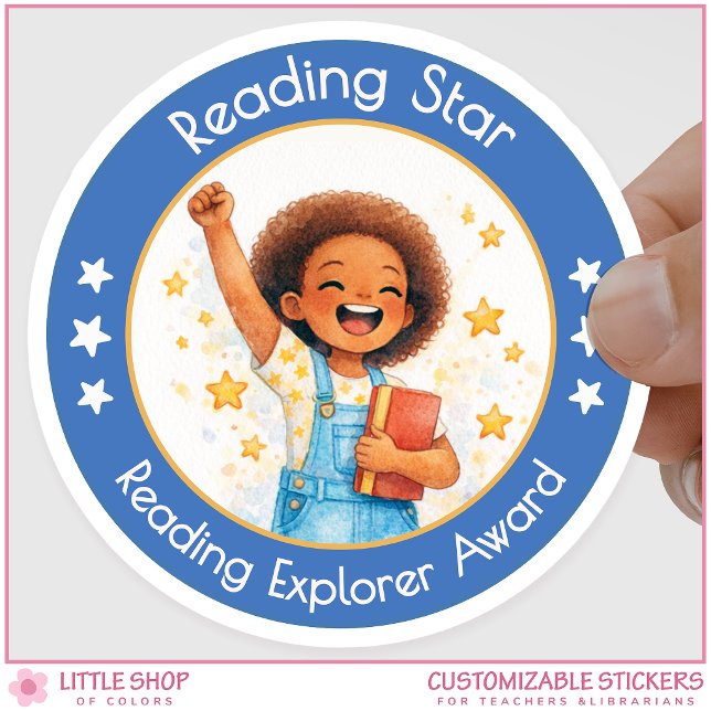 Pegatina Redonda Reading Star Teacher Encouragement Award (Subido por el creador)