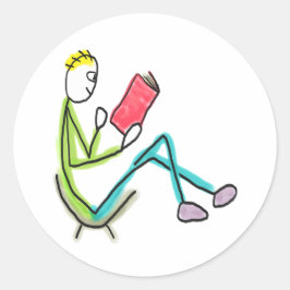 Pegatina Redonda Reading Stickman