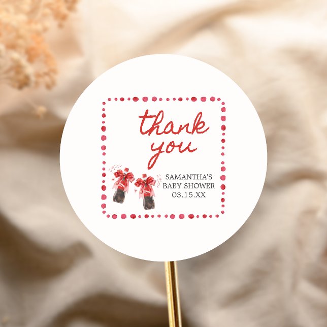 Pegatina Redonda Ready to Pop Baby Shower (She's Ready to Pop Cola Baby Shower Sticker)