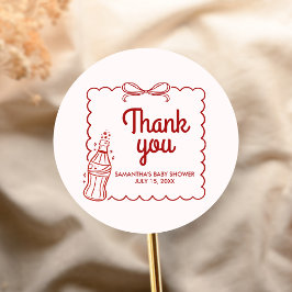 Pegatina Redonda Ready to Pop Soda Baby Shower