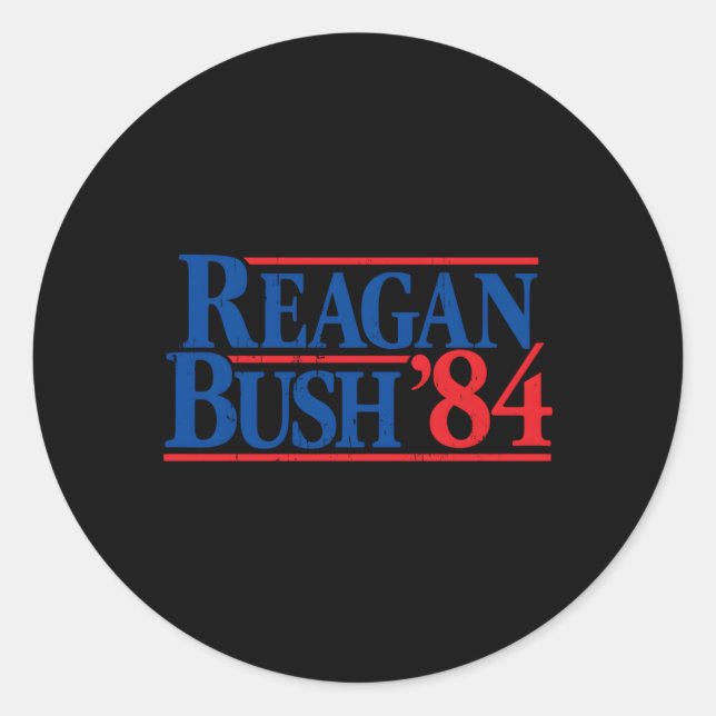 Pegatina Redonda Reagan Bush '84 Republicano (Anverso)